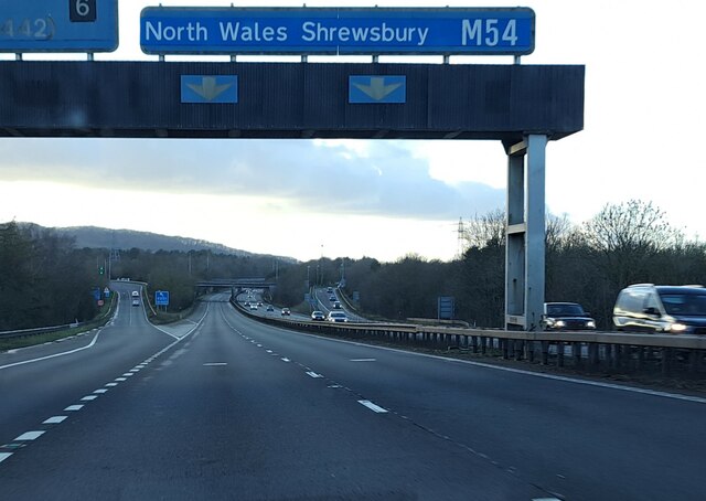 M54 westbound, approaching junction 6 © Christopher Hilton :: Geograph ...