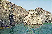 SM7023 : Cliffs on Ramsay Island in Pembrokeshire by Roger  D Kidd