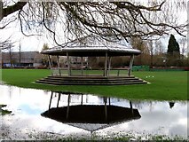 SU7682 : The bandstand on a flooded Mill Meadow by Steve Daniels
