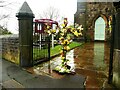 Easter decoration at the entrance to Christ Church, New Mill