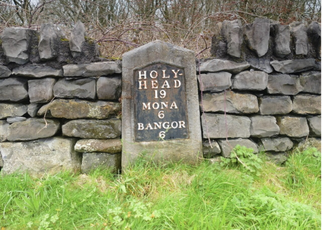 Old Milestone by the A5, Holyhead Road, Penmynydd parish