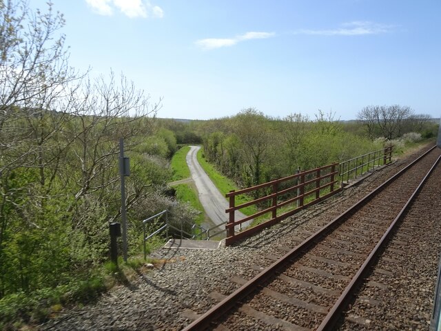 From a Chester-Holyhead train - Crossing a country lane near Llangaffo