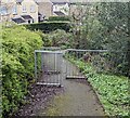 Metal barriers across a footpath, New Inn, Torfaen