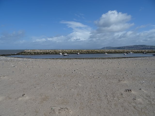 Beach and breakwater, Rhos Point © JThomas :: Geograph Britain and Ireland