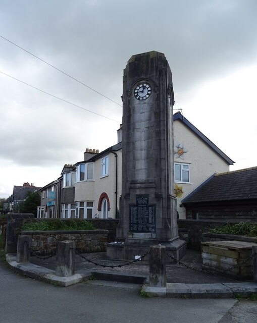 War Memorial with clock, Llanfair Pwllgwyngyll