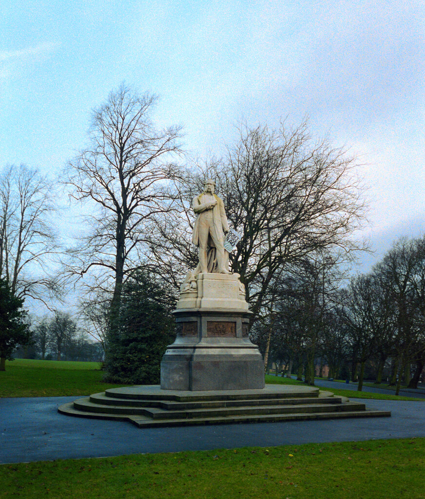 Samuel Lister statue with an anti-war... © habiloid cc-by-sa/2.0 ...