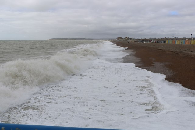 Destructive waves breaking on the beach,... © Andrew Diack cc-by-sa/2.0 ...