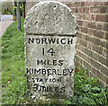 Old Milestone (west face) by the B1108, Norwich Road, Hingham