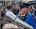 Euphonium player in Helston Town Band on Flora Day 2024