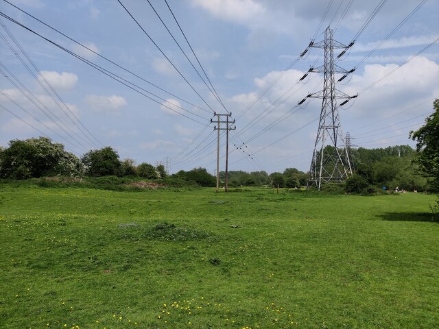 Power lines crossing the Aylestone Meadows