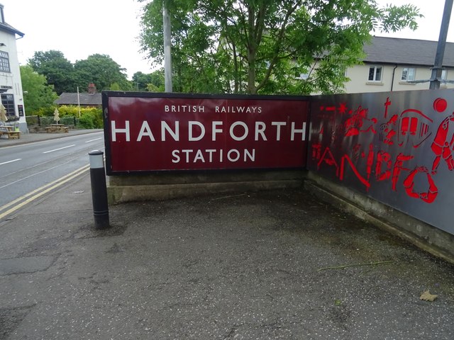 Old Handforth Station sign © JThomas cc-by-sa/2.0 :: Geograph Britain ...