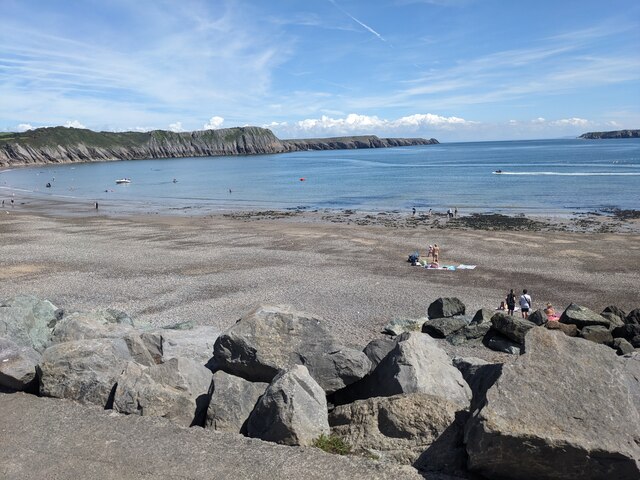 Rocks and sand in Lydstep Haven © David Medcalf :: Geograph Britain and ...