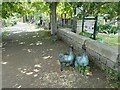 Animal sculptures on the Thames Path at Surrey Docks Farm