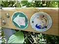 Waymarker disc on a footbridge on the Wye Valley Walk near Builth Wells