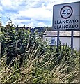 Bilingual village name sign, Llancayo, Monmouthshire