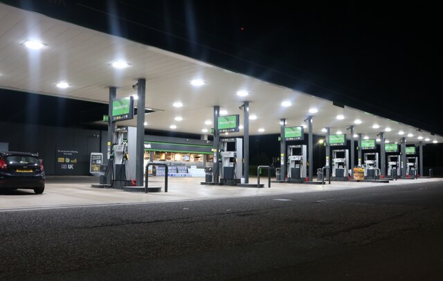 Petrol pumps at Membury Services © David Howard :: Geograph Britain and ...