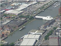 TA2709 : Corporation Bridge over River Freshney, Grimsby: aerial 2024 (2) by Simon Tomson