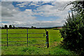 Gate and countryside along Bridge Road