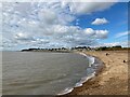 Shingle beach and beach huts