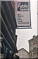 Le Public Space name sign, High Street, Newport