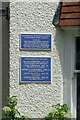 Blue plaques on house on Summerdown Road, Eastbourne