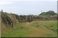 Gate where field footpath meets road