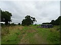 Farm track and silage bales, Lower Ridge