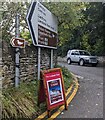 Direction sign 3 miles from Cwmyoy