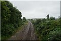 Railway east of a footbridge