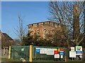 Pump house and recycling centre entrance