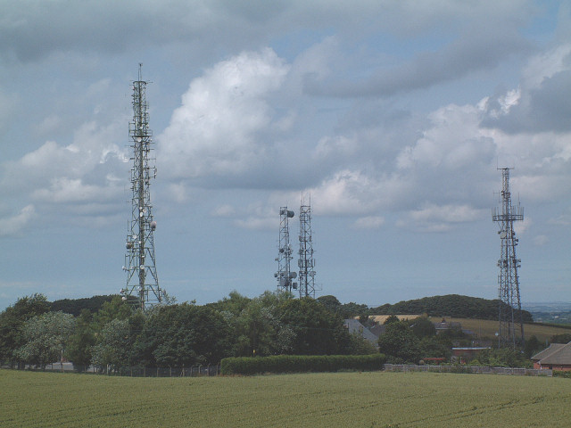 Communication masts around Billinge Hill