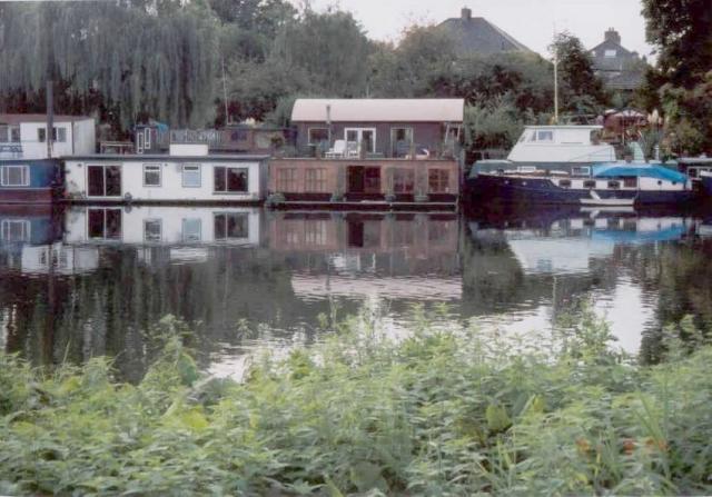 Houseboats on the Thames behind Richmond Palace