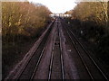 The main line into Hull from the bridge at Long Plantation near North Ferriby