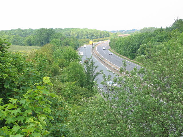 A428 through Madingley, looking northeast