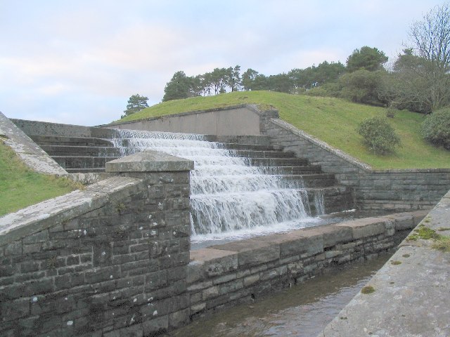Water flowing from the Lower Neuadd Reservoir