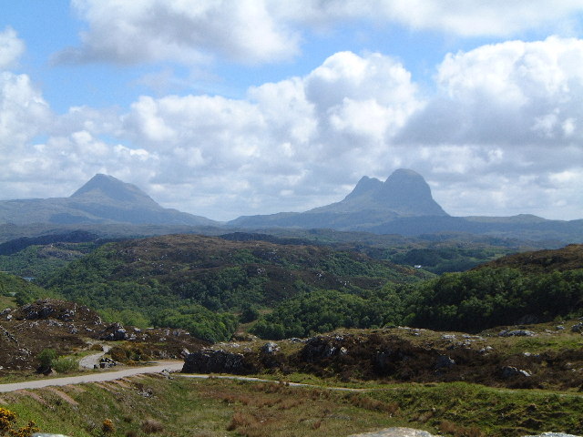 Canisp and Suilven from Stoer-Lochinver road