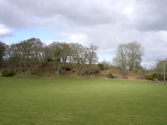 Southern ramparts of Buckland Rings Iron Age camp viewed from the south