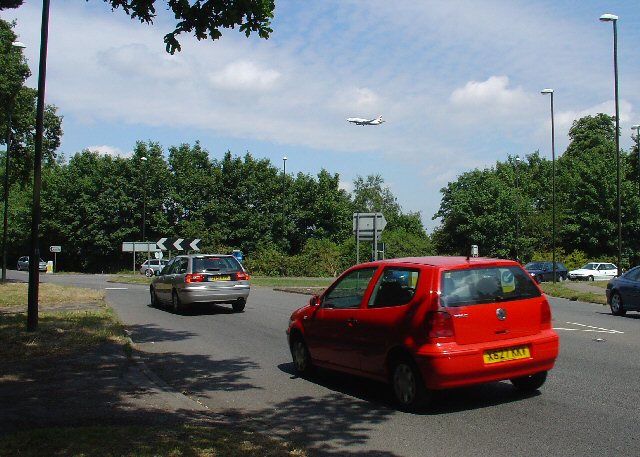 Roundabout at junction of B2037 (East Grinstead road) and B2036 (Horley to Balcombe) Road, Near Crawley, West Sussex.