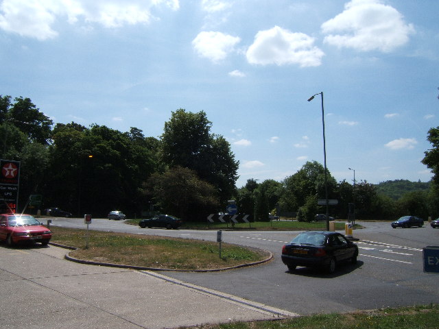 Roundabout at the Junction of A24, A246 and B2450.