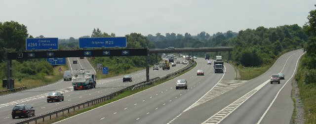 M23 Junction 10 - A264 (Crawley and East... © Pete Chapman cc-by-sa/2.0 ...