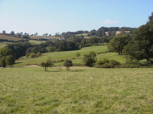 Farmland below Fursdon House