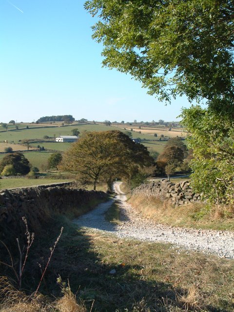 Looking south along Longwalls Lane, part of the Midshires Way