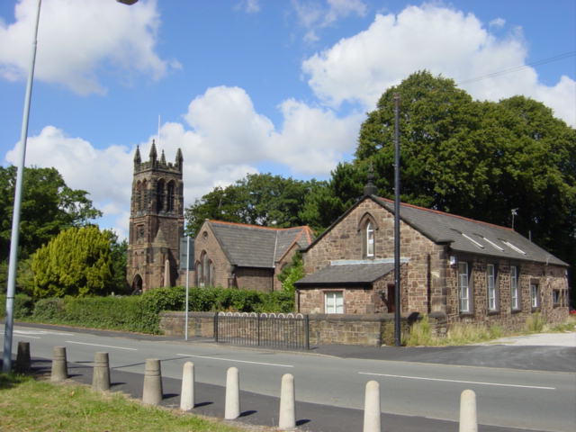 St  Nicholas' and old schoolhouse, Halewood Green