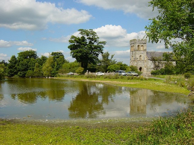 Falmer Pond and St Laurence Church