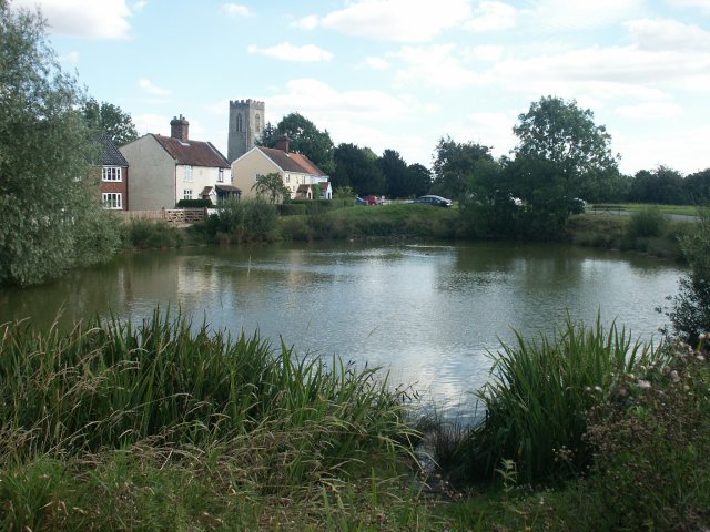 Pond and church, Mulbarton