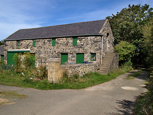 Farm buildings,  Castle Lake.  Isle of Man.