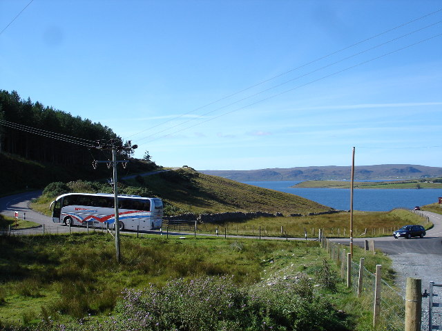 Coach on the hairpin above Drumchork