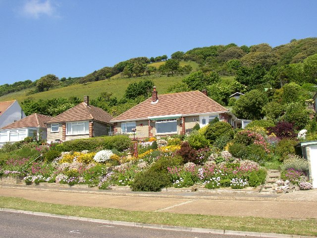 Bungalows and hillside at Ventnor