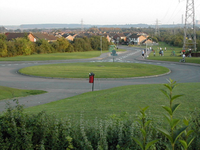 Roundabout and open space at the end of Banks Lane, Toton