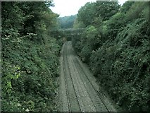 SS6699 : Railway line at Cwmrhydyceirw by Nigel Davies
